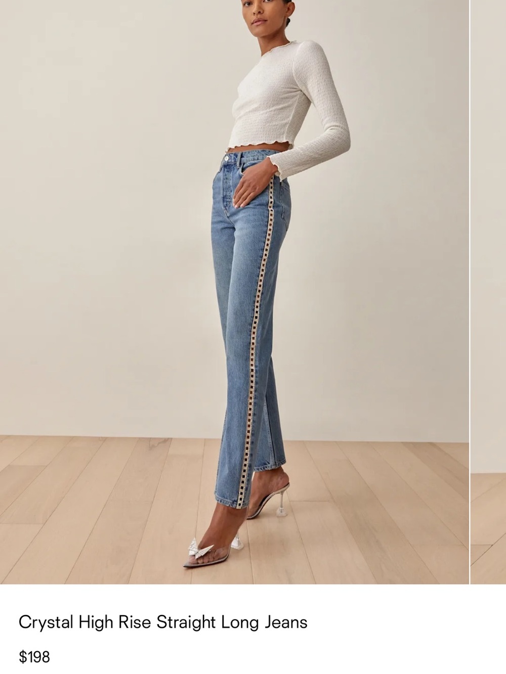 Reformation Crystal High Rise Straight Long Jeans Maldives - Size 27 - Picture 3 of 14